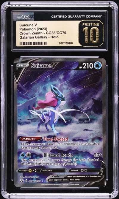 2023 Pokemon Sword & Shield Crown Zenith Alt Art Suicune V #GG38 CGC 10 PRISTINE
