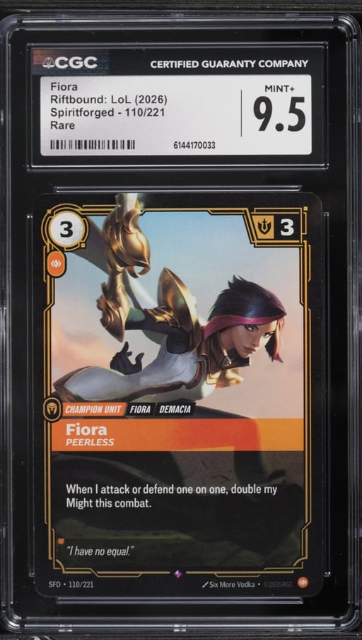 2026 Riftbound League Of Legends Spiritforged Fiora #110 CGC 9.5 MINT+