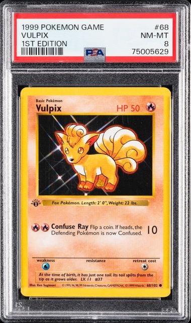 1999 POKEMON GAME #68 VULPIX 1ST EDITION PSA 8