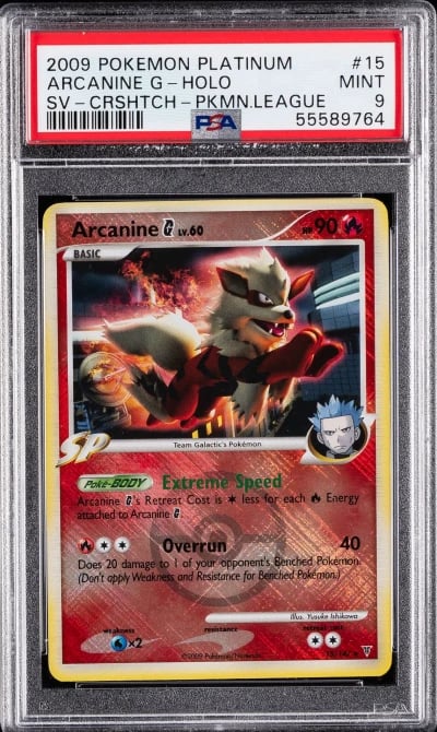 2009 POKEMON PLATINUM SUPREME VICTORS CROSSHATCH #15 ARCANINE G-HOLO PSA 9