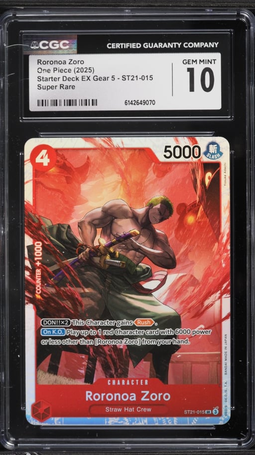 2025 One Piece Starter Deck EX Gear 5 SR Roronoa Zoro #ST21-015 CGC 10 GEM MINT
