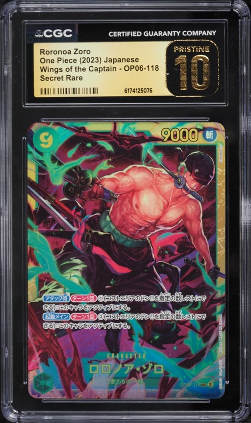 2023 One Piece Japanese Wings Of The Captain SEC Roronoa Zoro #OP06-118 CGC 10 PRISTINE
