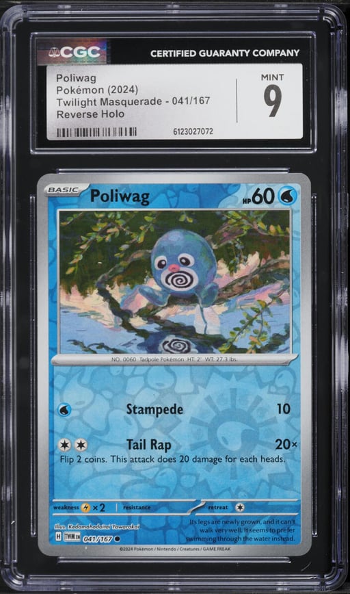 2024 Pokemon Twilight Masquerade Reverse Holo Poliwag #041 CGC 9 MINT