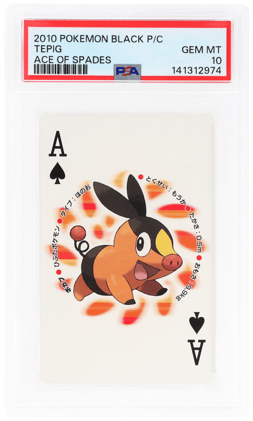 2010 Pokemon Black Version Playing Cards Ace of Spades Tepig PSA 10