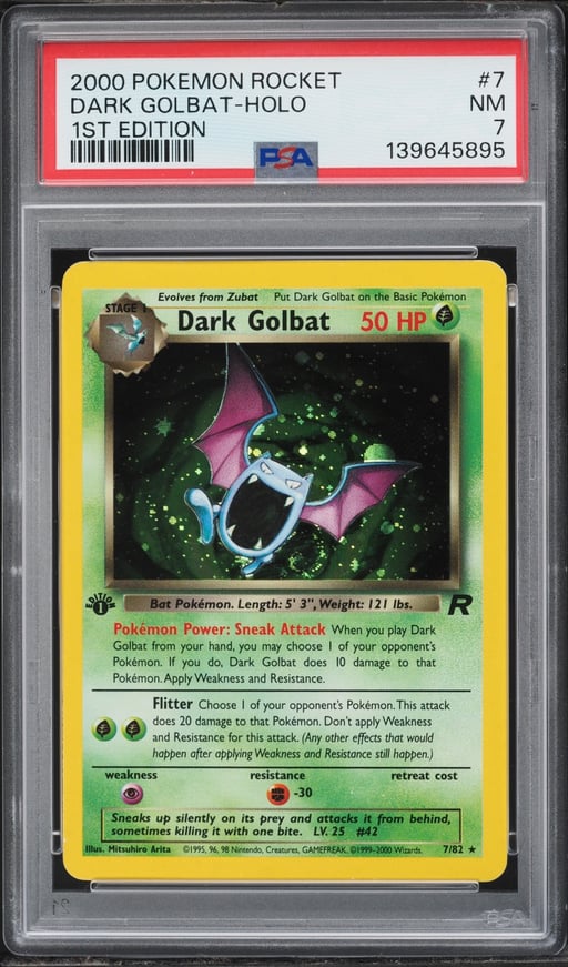 2000 Pokemon Team Rocket 1st Edition Holo Dark Golbat #7 PSA 7 NRMT