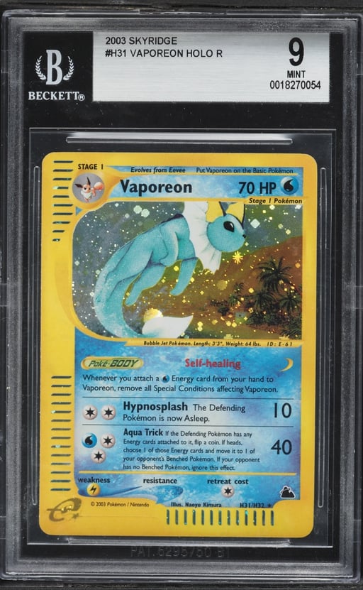 2003 Pokemon Skyridge Holo Vaporeon #H31 BGS 9 MINT