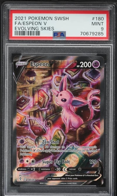 2021 Pokemon Sword & Shield Evolving Skies Alt Art Espeon V #180 PSA 9 MINT