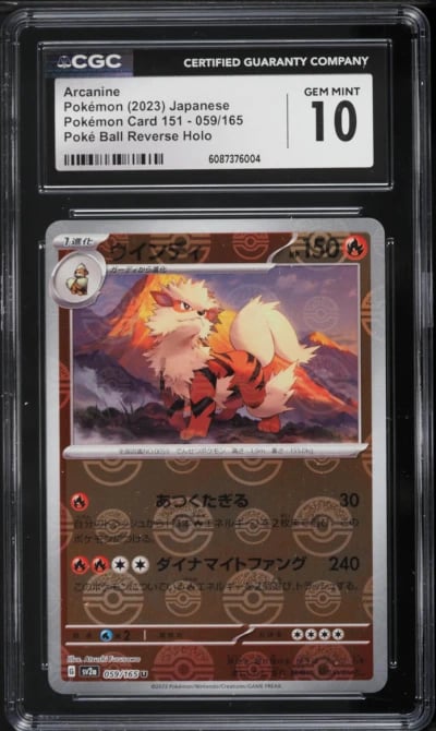 2023 Pokemon Japanese Scarlet & Violet 151 Poke Ball Reverse Holo Arcanine #59 CGC 10 GEM MINT