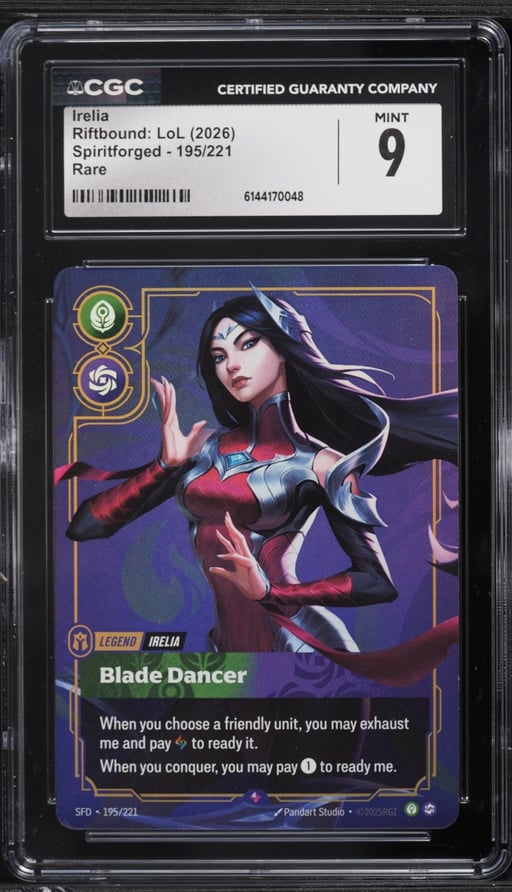 2026 Riftbound League Of Legends Spiritforged Irelia #195 CGC 9 MINT