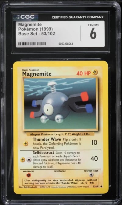1999 Pokemon Base Set Magnemite #53 CGC 6 EXMT