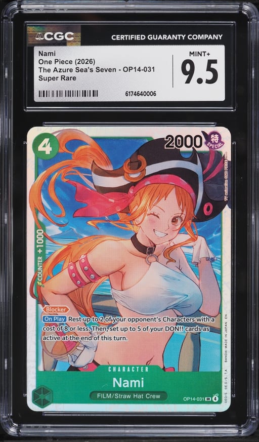 2026 One Piece The Azure Sea's Seven Nami #OP14-031 CGC 9.5 MINT+