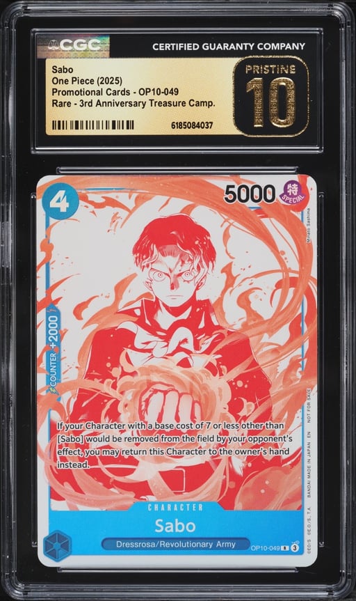 2025 One Piece Promo 3rd Anniversary Treasure Campaign Sabo #OP10-049 CGC 10 PRISTINE