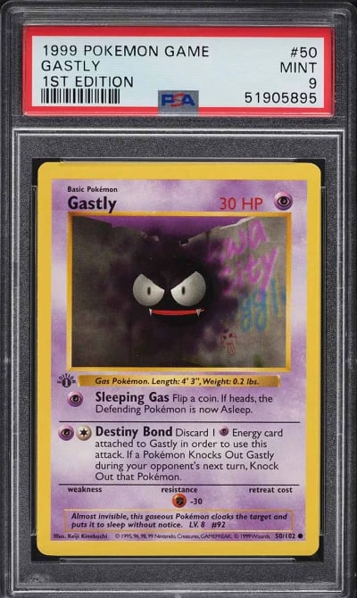 1999 Pokemon Base Set Shadowless 1st Edition Gastly #50 PSA 9 MINT