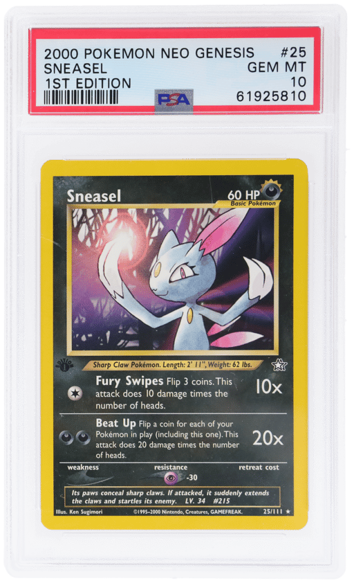 2000 Pokemon Neo Genesis 1st Edition Sneasel Sneasel #25 PSA 10