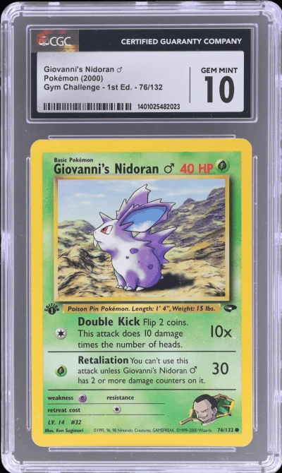 2000 Pokemon Gym Challenge 1st Edition Giovanni's Nidoran #76 CGC 10