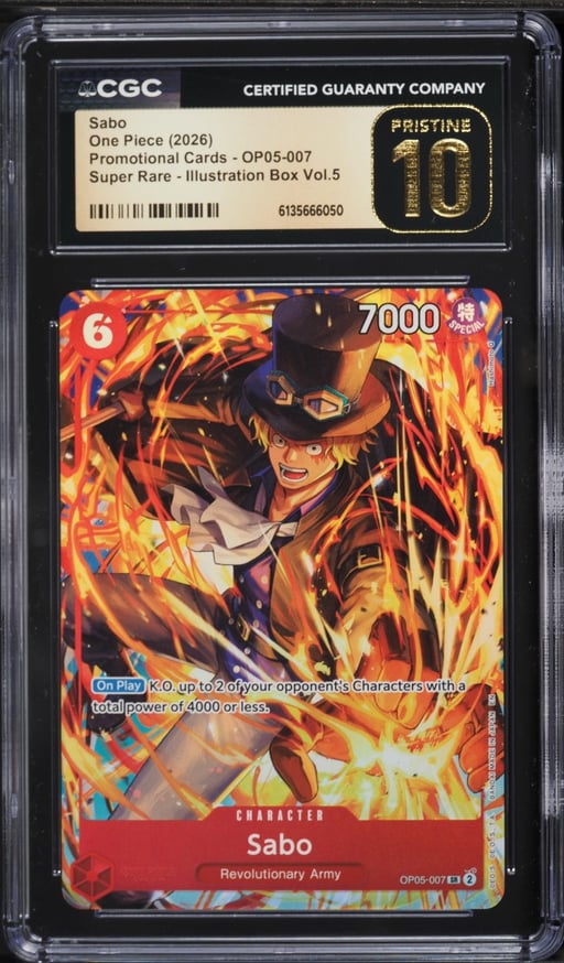 2026 One Piece Promo Illustration Box Volume 5 SR Sabo #OP05-007 CGC 10 PRISTINE