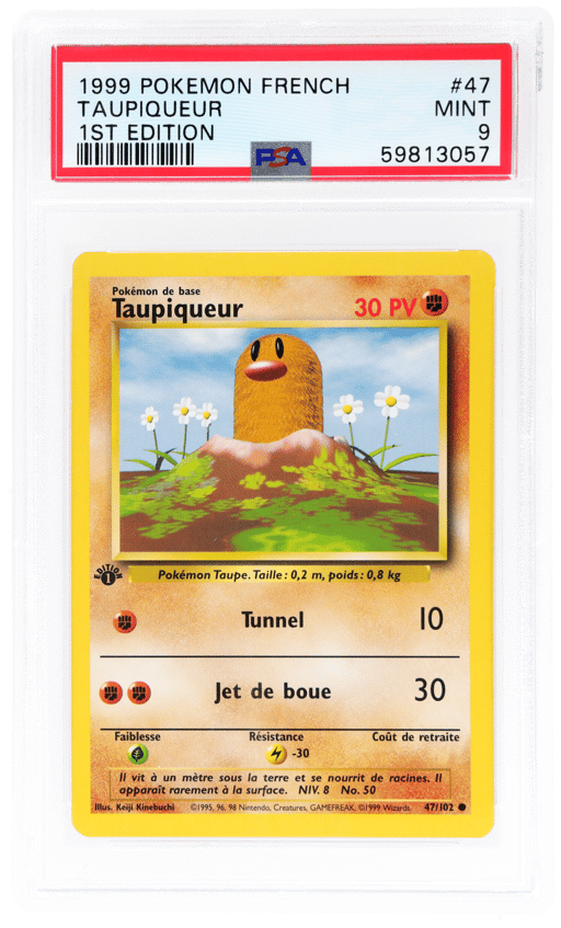 1999 Pokemon Base Set French 1st Edition Holo Taupiqueur #47 PSA 9