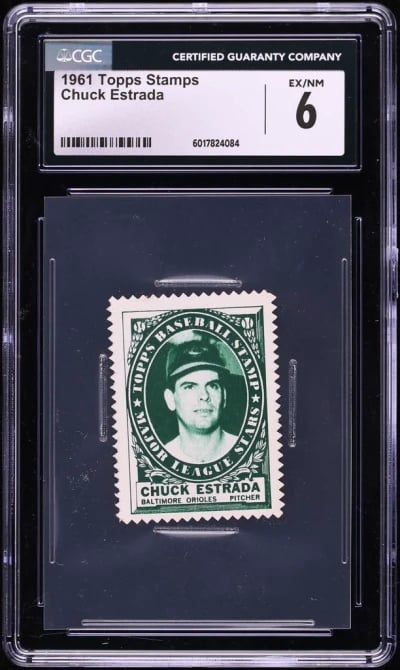 1961 Topps Stamps Chuck Estrada CGC 6 EXMT