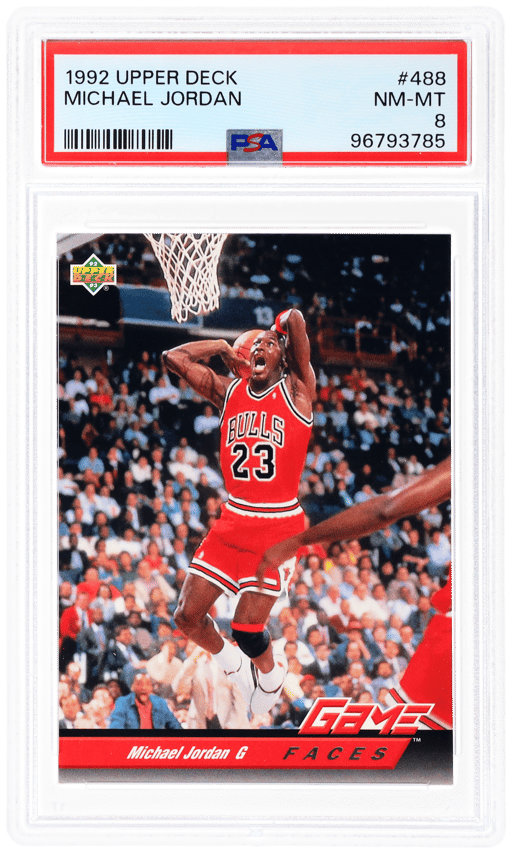 1992 Upper Deck Game Faces Michael Jordan #488 PSA 8