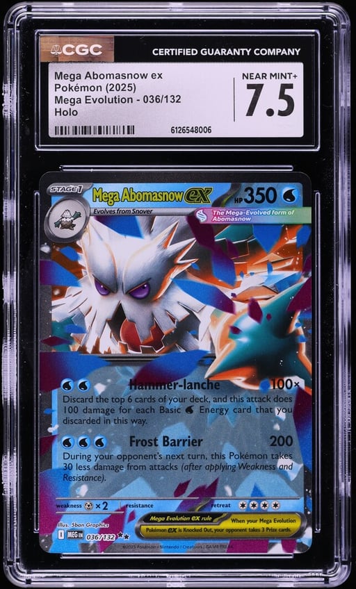 2025 Pokemon Mega Evolution Holo Mega Abomasnow ex #36 CGC 7.5 NRMT+