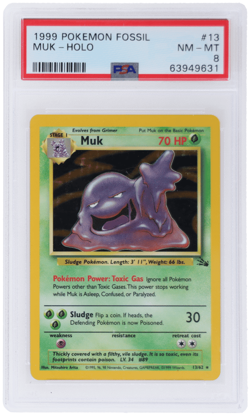 1999 Pokemon Fossil Holo Muk #13 PSA 8