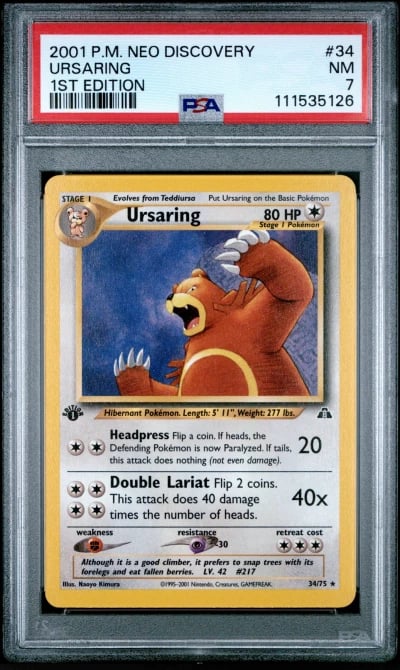 2001 POKEMON NEO DISCOVERY 1ST ED #34 URSARING PSA 7