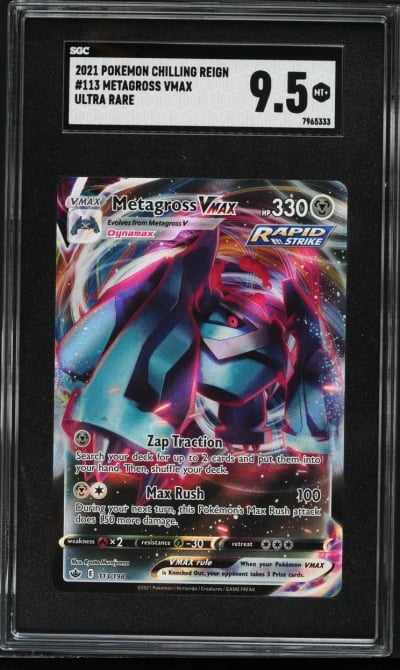 2021 Pokemon SWSH Chilling Reign Alt Art Metagross VMAX #113 SGC 9.5 MINT+