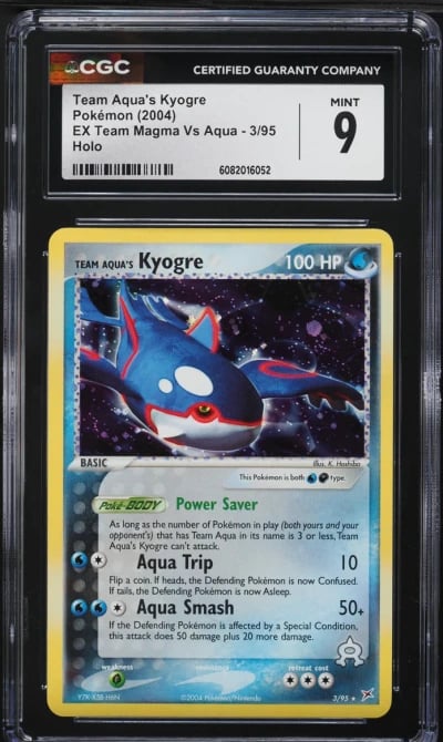2004 Pokemon EX Team Magma Vs Aqua Holo Team Aqua's Kyogre #3 CGC 9 MINT