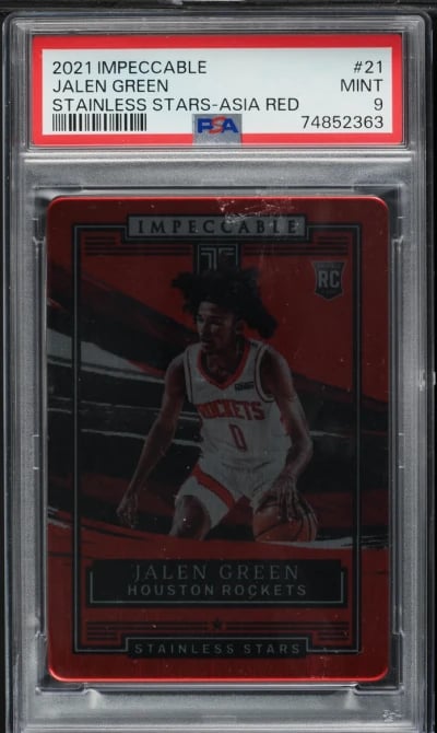 2021 Panini Impeccable Stainless Stars Asia Red Jalen Green ROOKIE #21 PSA 9