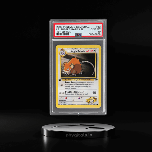 2000 Pokemon Gym Challenge 1st Edition Lt. Surge's Raticate #53 PSA 10