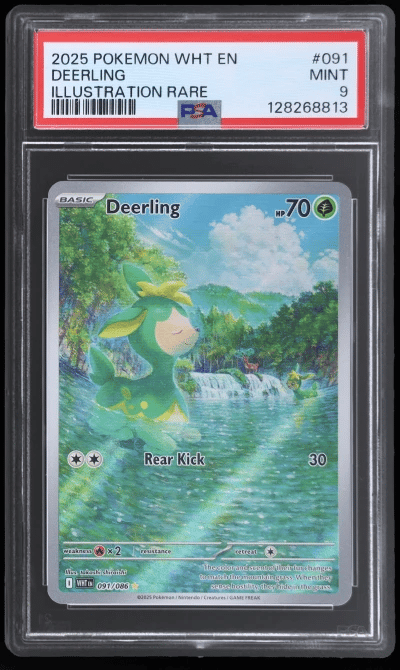 2025 Pokemon Scarlet and Violet White Flare Illustration Rare Deerling #91 PSA 9