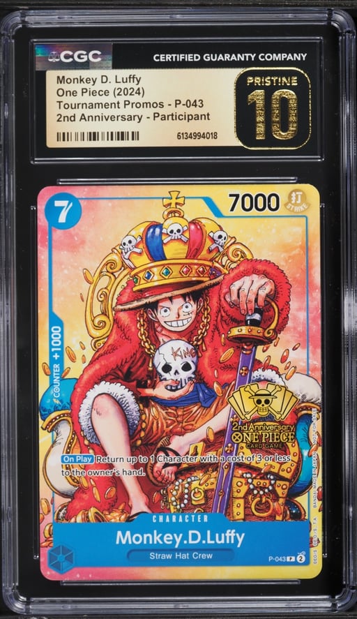 2024 One Piece Promo Tournament 2nd Anniversary Monkey D. Luffy #P-043 CGC 10 PRISTINE