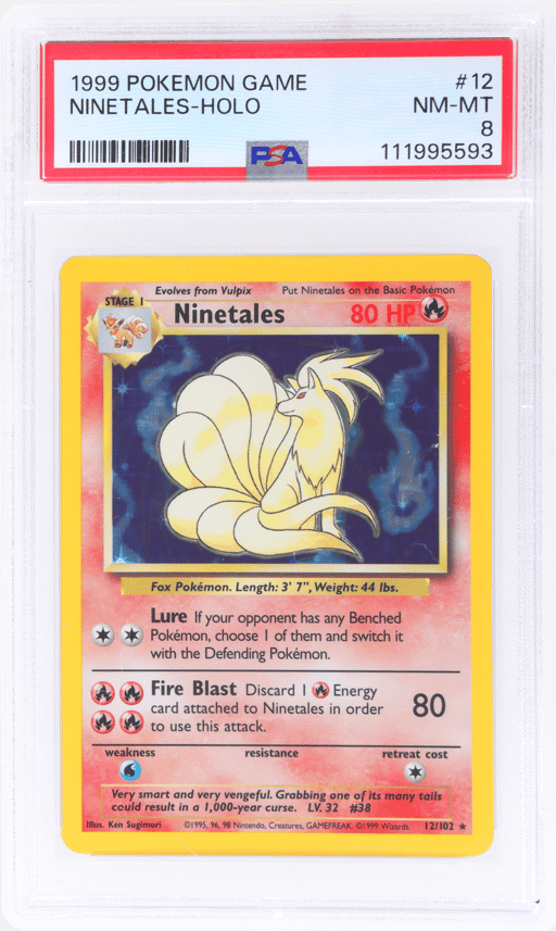1999 Pokemon Base Set Holo Ninetales #12 PSA 8