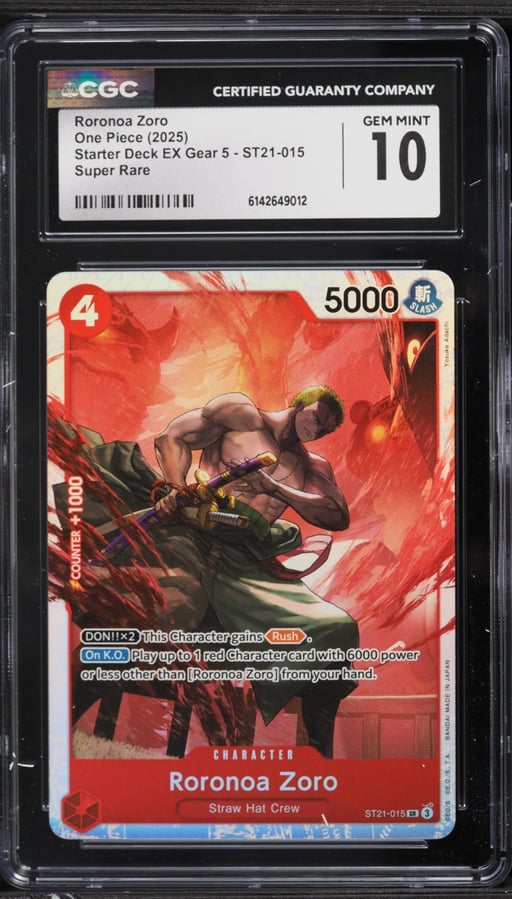 2025 One Piece Starter Deck EX Gear 5 SR Roronoa Zoro #ST21-015 CGC 10 GEM MINT