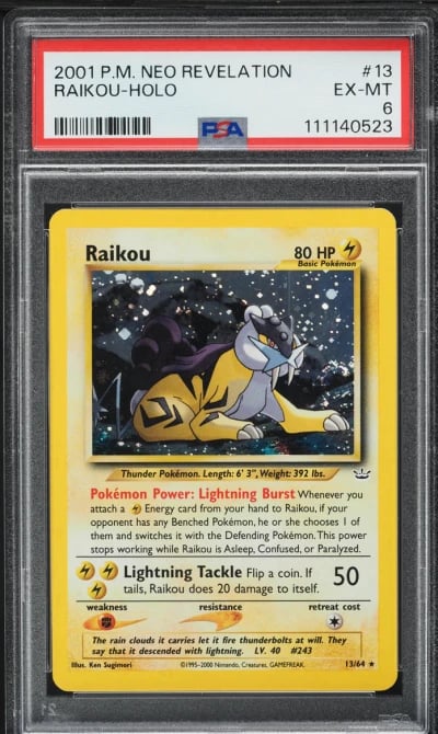 2001 Pokemon Neo Revelation Holo Raikou #13 PSA 6 EXMT