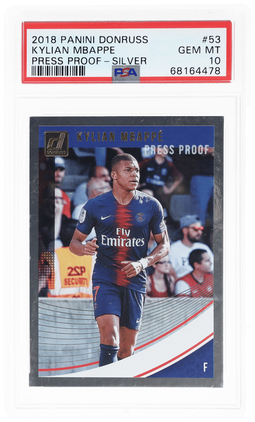 2018 Panini Donruss Press Proof Silver Kylian Mbappe #53 PSA 10