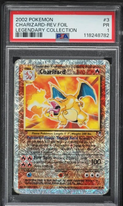 2002 Pokemon Legendary Collection Reverse Holo Charizard #3 PSA 1 PR