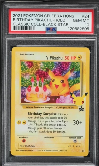 2021 Pokemon SWSH Promo Celebrations Holo Birthday Pikachu #24 PSA 10 GEM MINT