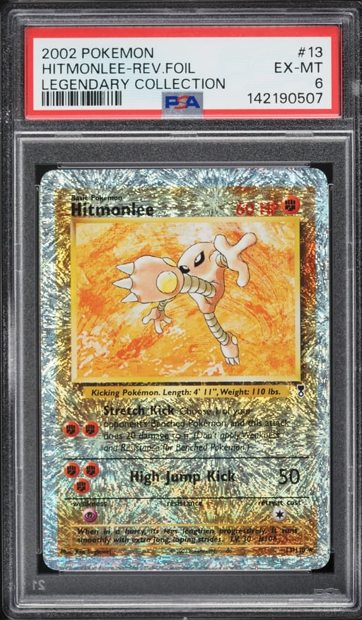 2002 Pokemon Legendary Collection Reverse Holo Hitmonlee #13 PSA 6 EXMT