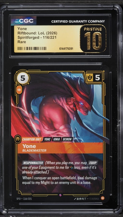 2026 Riftbound: LoL Spiritforged Yone #116 CGC 10 PRISTINE