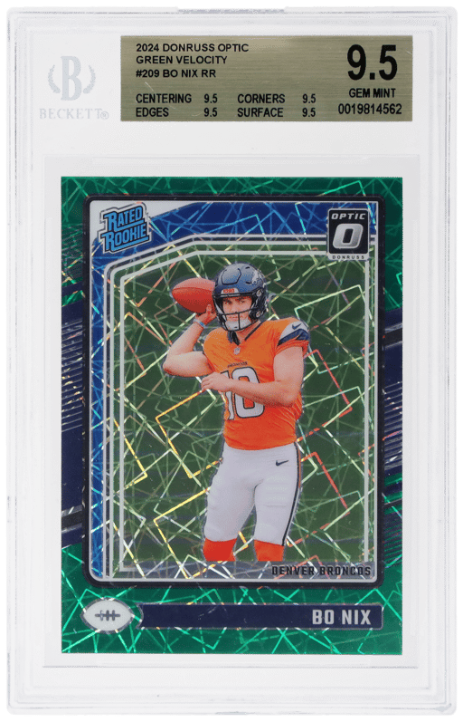 2024 Donruss Optic Rated Rookie Green Velocity Bo Nix #209 BGS 9.5