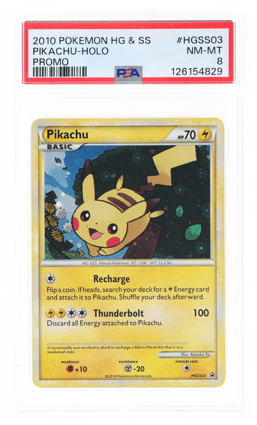2010 Pokemon Heartgold Soulsilver Black Star Promo Holo Pikachu #HGSS03 PSA 8