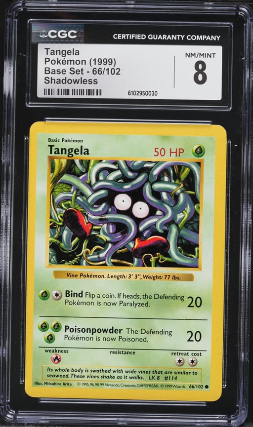 1999 Pokemon Base Set Shadowless Tangela #66 CGC 8 NM-MT