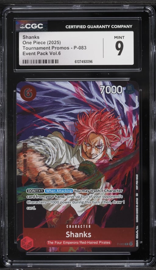 2025 One Piece Tournament Promo Event Pack Vol. 6 Shanks #P-083 CGC 9 MINT