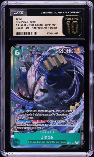 2025 One Piece A Fist Of Divine Speed Alt Art Jinbe #OP11-031 CGC 10 PRISTINE
