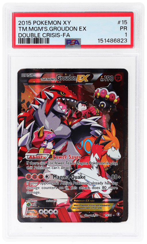 2015 Pokemon XY Double Crisis Team Magma’S Groudon Ex #15 PSA 1