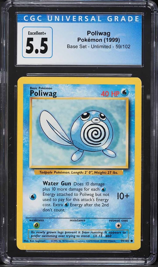 1999 Pokemon Base Set Poliwag #59 CGC 5.5 EX+