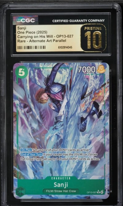 2025 One Piece Carrying On His Will Alt Art Parallel Sanji #OP13-027 CGC 10 PRISTINE