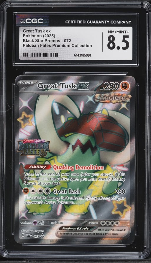 2025 Pokemon SV Promos Paldean Fates Premium Full Art Shiny Great Tusk EX #72 CGC 8.5 NM-MT+