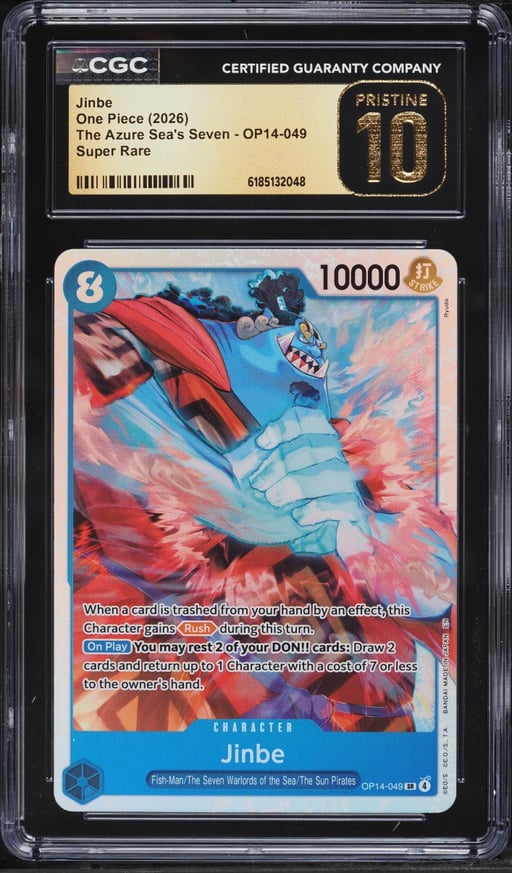 2026 One Piece The Azure Sea's Seven SR Jinbe #OP14-049 CGC 10 PRISTINE
